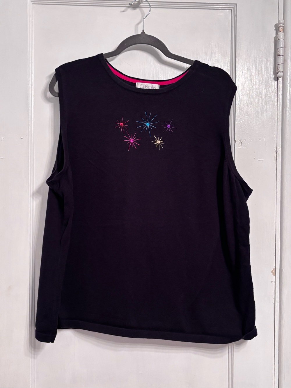 C. Wonder Black Sleeveless Starburst Embellished Top